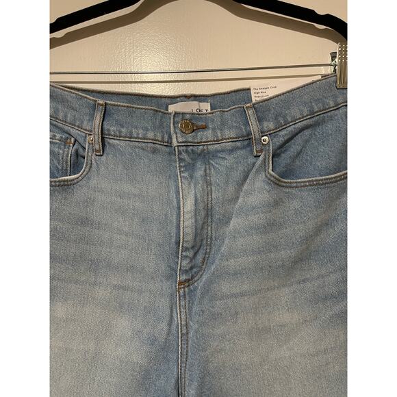 Loft The Straight Crop High Rise Jeans Size 12 NWT Regular Fit 27.5" Inseam - Picture 2 of 13